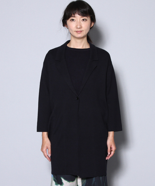 AMERICAN RAG CIE（アメリカンラグシー）の「AMERICAN RAG CIEミラノリブニットチェスターコート/213-AIE-L152-JK084　コーディガン（チェスターコート・レディース・ブラック/ネイビー・FREE）」の5枚目の写真