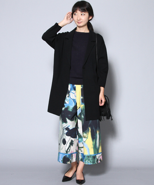 AMERICAN RAG CIE（アメリカンラグシー）の「AMERICAN RAG CIEミラノリブニットチェスターコート/213-AIE-L152-JK084　コーディガン（チェスターコート・レディース・ブラック/ネイビー・FREE）」の6枚目の写真