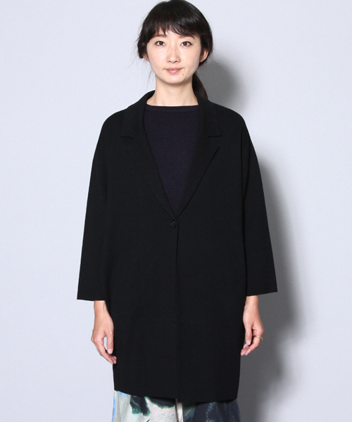 AMERICAN RAG CIE（アメリカンラグシー）の「AMERICAN RAG CIEミラノリブニットチェスターコート/213-AIE-L152-JK084　コーディガン（チェスターコート・レディース・ブラック/ネイビー・FREE）」の7枚目の写真