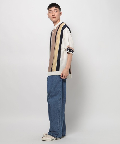 niko and...(ニコアンド)の「ストライプポロニットプルオーバー(ポロシャツ・メンズ・オフホワイト/ブラック/ライトブルー/ベージュ・LARGE/MEDIUM)」の6枚目の写真