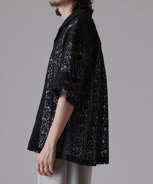 Lui's（ルイス）の「フラワーレース半袖シャツ（シャツ/ブラウス・メンズ・ブラック/ネイビー/ライトグレー/グリーン・M/S）」の6枚目の写真