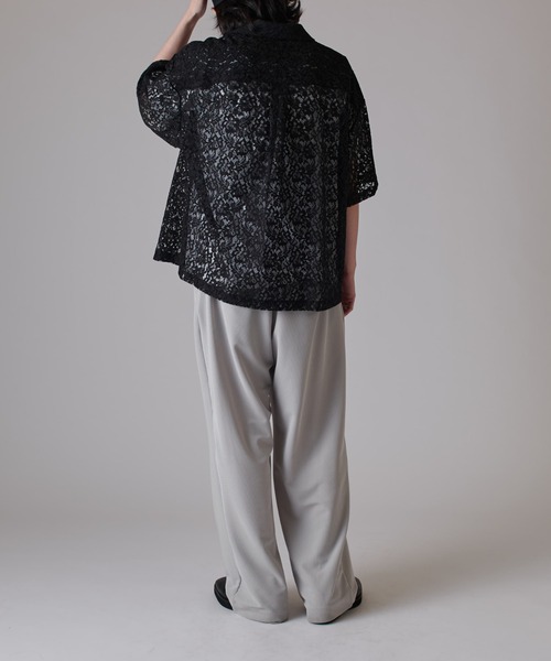 Lui's（ルイス）の「フラワーレース半袖シャツ（シャツ/ブラウス・メンズ・ブラック/ネイビー/ライトグレー/グリーン・M/S）」の10枚目の写真