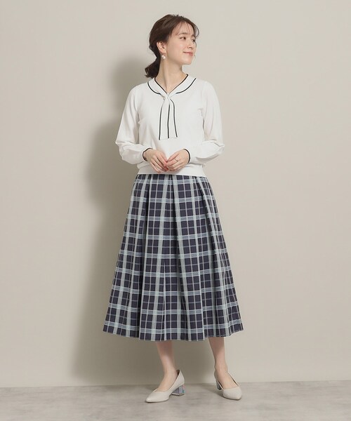 ITS'DEMO（イッツデモ）の「◆【大人かわいい／オフィスに／肌触り柔らか】配色ボウタイニット（ニット/セーター・レディース・グリーン系/ピンク/オフホワイト/ブラック・00）」の7枚目の写真