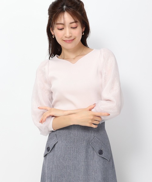 MISCH MASCH（ミッシュマッシュ）の「レースシアーニット/MM418312（ニット/セーター・レディース・ブラック/イエロー/ピンク/ホワイト・ﾌﾘ-）」の4枚目の写真