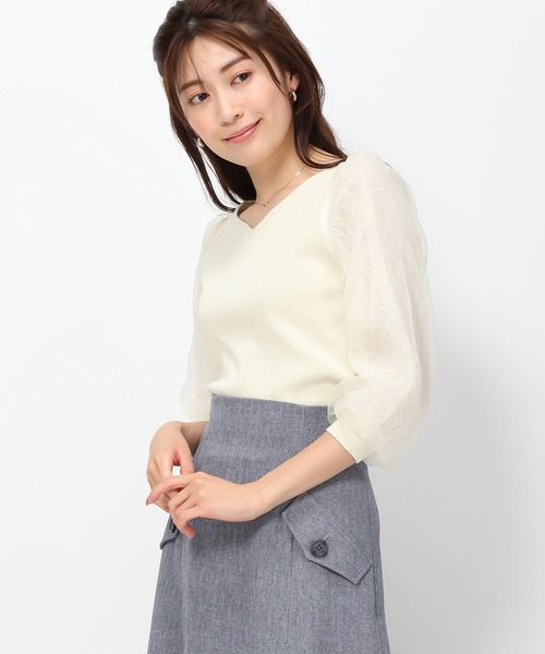 MISCH MASCH（ミッシュマッシュ）の「レースシアーニット/MM418312（ニット/セーター・レディース・ブラック/イエロー/ピンク/ホワイト・ﾌﾘ-）」の8枚目の写真