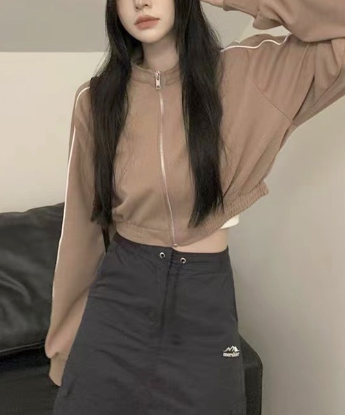 ENLIKE（エンリケ）の「ZIPアップショートジャケット（その他アウター・レディース・ブラック/ベージュ・FREE）」の9枚目の写真