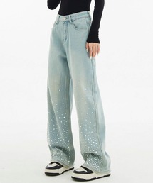 LAFFMO | キラキラビジュー付きデニムパンツ(デニムパンツ)