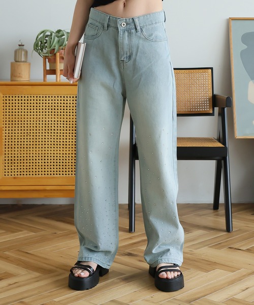 LAFFMO（ラフモ）の「キラキラビジュー付きデニムパンツ（デニムパンツ・レディース・ブルー・S/M/L）」の12枚目の写真