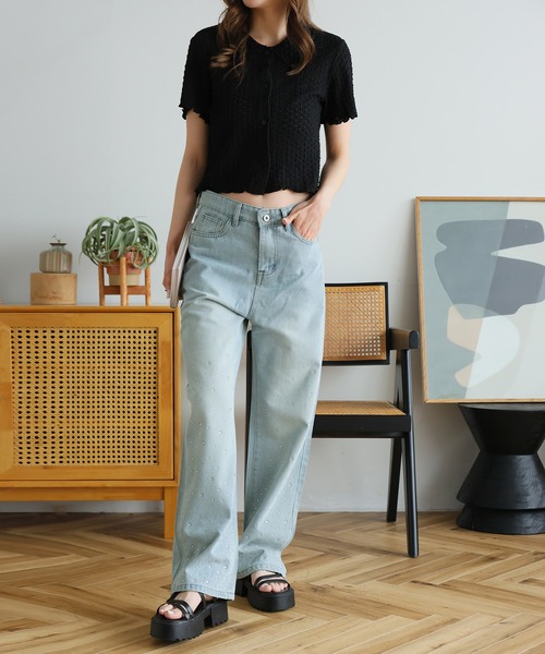 LAFFMO（ラフモ）の「キラキラビジュー付きデニムパンツ（デニムパンツ・レディース・ブルー・S/M/L）」の14枚目の写真