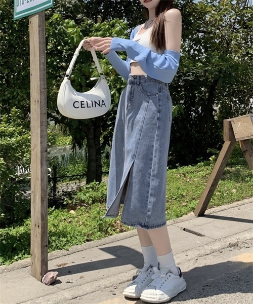 FREE STYLISTS(フリー スタイリスト)の「脇スリット デニムスカート(デニムスカート・レディース・ブルー・S/M/L/XL)」の13枚目の写真