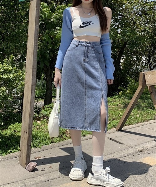 FREE STYLISTS(フリー スタイリスト)の「脇スリット デニムスカート(デニムスカート・レディース・ブルー・S/M/L/XL)」の16枚目の写真