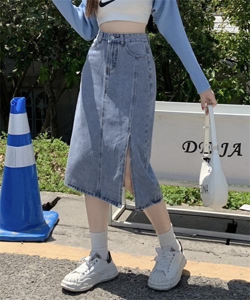 FREE STYLISTS(フリー スタイリスト)の「脇スリット デニムスカート(デニムスカート・レディース・ブルー・S/M/L/XL)」の11枚目の写真