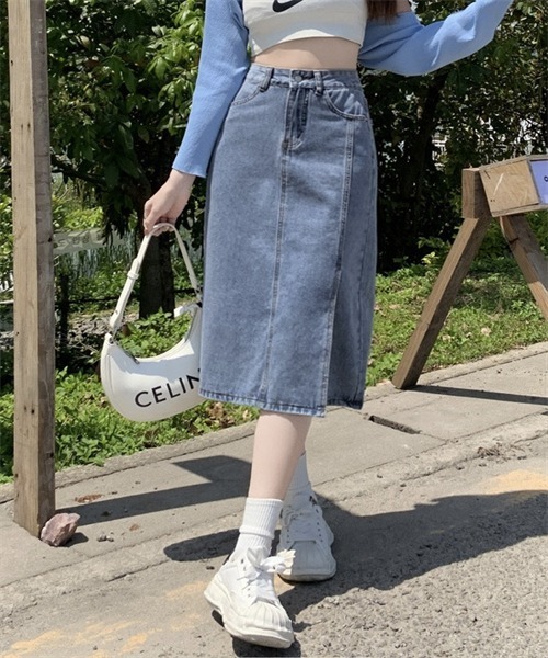 FREE STYLISTS(フリー スタイリスト)の「脇スリット デニムスカート(デニムスカート・レディース・ブルー・S/M/L/XL)」の8枚目の写真