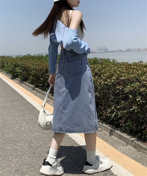 FREE STYLISTS(フリー スタイリスト)の「脇スリット デニムスカート(デニムスカート・レディース・ブルー・S/M/L/XL)」の14枚目の写真