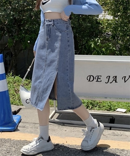 FREE STYLISTS(フリー スタイリスト)の「脇スリット デニムスカート(デニムスカート・レディース・ブルー・S/M/L/XL)」の12枚目の写真
