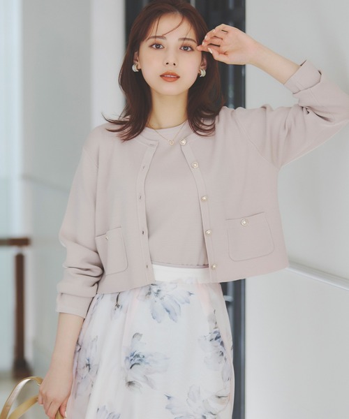 LAISSE PASSE（レッセパッセ）の「【美人百花6月号掲載】【WEB/一部店舗限定】ニットジャケットアンサンブル（アンサンブル・レディース・ミント/アイボリー/スモークピンク・MEDIUM）」の3枚目の写真