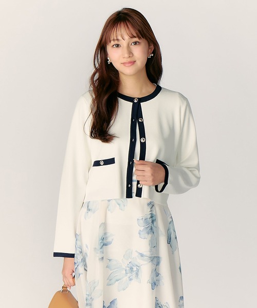 LAISSE PASSE（レッセパッセ）の「【美人百花6月号掲載】【WEB/一部店舗限定】ニットジャケットアンサンブル（アンサンブル・レディース・ミント/アイボリー/スモークピンク・MEDIUM）」の4枚目の写真