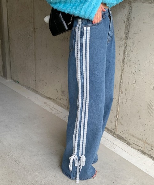 Mela（メラ）の「LACE RIBBON DENIM（デニムパンツ・レディース・ブルー・S/M/L）」の13枚目の写真