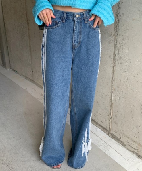 Mela（メラ）の「LACE RIBBON DENIM（デニムパンツ・レディース・ブルー・S/M/L）」の18枚目の写真
