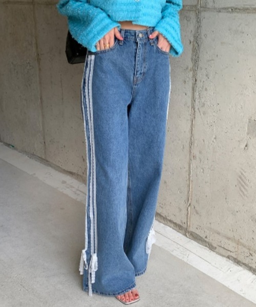 Mela（メラ）の「LACE RIBBON DENIM（デニムパンツ・レディース・ブルー・S/M/L）」の7枚目の写真