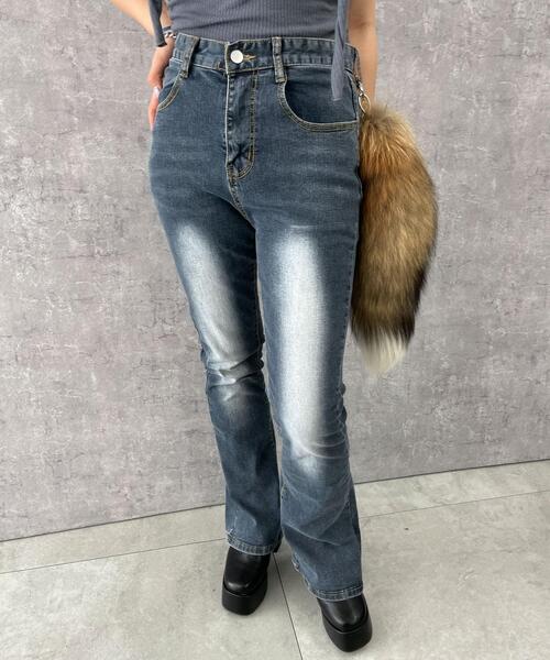 dispark（ディスパーク）の「DISPARK/ストレッチフレアデニムパンツ（デニムパンツ・レディース・インディゴブルー・SMALL/MEDIUM）」の2枚目の写真