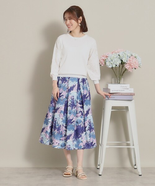 ITS'DEMO（イッツデモ）の「◆【透けにくい／肌触りさらり】袖レースニット（ニット/セーター・レディース・ベビーピンク/サックスブルー/オフホワイト/ネイビー・38/40）」の7枚目の写真