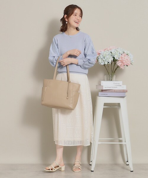 ITS'DEMO（イッツデモ）の「◆【透けにくい／肌触りさらり】袖レースニット（ニット/セーター・レディース・ベビーピンク/サックスブルー/オフホワイト/ネイビー・38/40）」の15枚目の写真