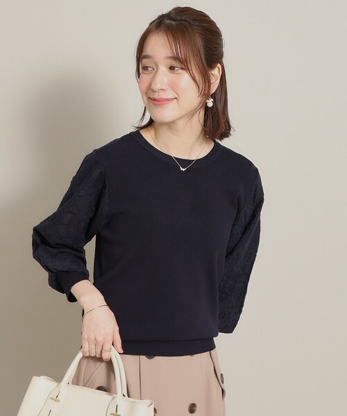 ITS'DEMO（イッツデモ）の「◆【透けにくい／肌触りさらり】袖レースニット（ニット/セーター・レディース・ベビーピンク/サックスブルー/オフホワイト/ネイビー・38/40）」の18枚目の写真