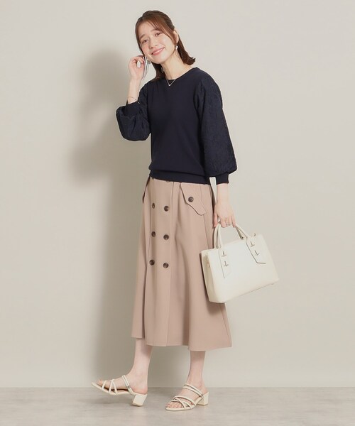 ITS'DEMO（イッツデモ）の「◆【透けにくい／肌触りさらり】袖レースニット（ニット/セーター・レディース・ベビーピンク/サックスブルー/オフホワイト/ネイビー・38/40）」の19枚目の写真