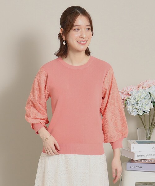 ITS'DEMO（イッツデモ）の「◆【透けにくい／肌触りさらり】袖レースニット（ニット/セーター・レディース・ベビーピンク/サックスブルー/オフホワイト/ネイビー・38/40）」の22枚目の写真