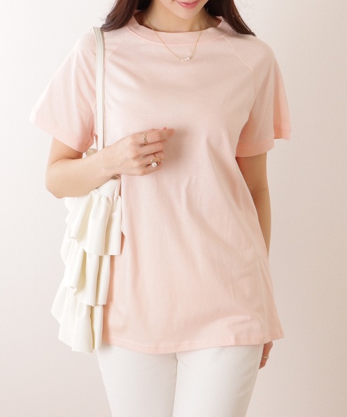 Lace Ladies（レースレディース）の「ソリッドカラー クルーネック ラグランスリーブ ベーシック プルオーバー（Tシャツ/カットソー・レディース・ブラック/アイボリー/ネイビー/グリーン/ピンク・M/XL）」の5枚目の写真