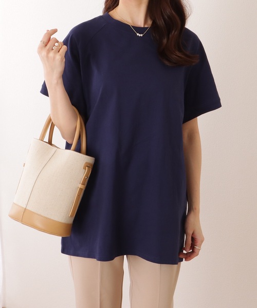 Lace Ladies（レースレディース）の「ソリッドカラー クルーネック ラグランスリーブ ベーシック プルオーバー（Tシャツ/カットソー・レディース・ブラック/アイボリー/ネイビー/グリーン/ピンク・M/XL）」の6枚目の写真