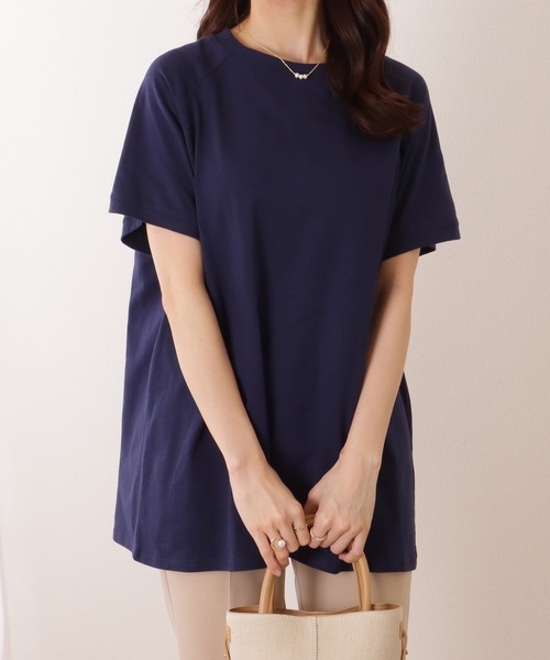 Lace Ladies（レースレディース）の「ソリッドカラー クルーネック ラグランスリーブ ベーシック プルオーバー（Tシャツ/カットソー・レディース・ブラック/アイボリー/ネイビー/グリーン/ピンク・M/XL）」の9枚目の写真