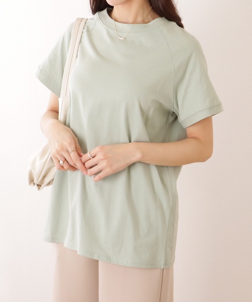 Lace Ladies（レースレディース）の「ソリッドカラー クルーネック ラグランスリーブ ベーシック プルオーバー（Tシャツ/カットソー・レディース・ブラック/アイボリー/ネイビー/グリーン/ピンク・M/XL）」の11枚目の写真