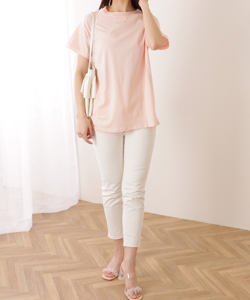 Lace Ladies（レースレディース）の「ソリッドカラー クルーネック ラグランスリーブ ベーシック プルオーバー（Tシャツ/カットソー・レディース・ブラック/アイボリー/ネイビー/グリーン/ピンク・M/XL）」の18枚目の写真