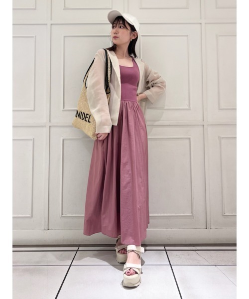 ❤️極美品❤️ SNIDEL スナイデル　プリーツドッキングワンピース　ピンク　黒 アメスリプリーツドッキングワンピース（マキシ丈/ロング