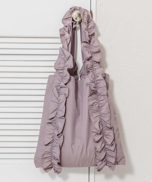 Miridy(ミリディー)の「推し活【オシイロ】フリルナイロントートバッグ(トートバッグ・レディース・ホワイト/ピンク/レッド/グリーン/オレンジ/イエロー/パープル/ブルー/ブラック・FREE)」の5枚目の写真