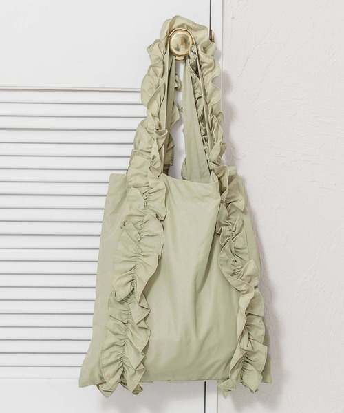 Miridy(ミリディー)の「推し活【オシイロ】フリルナイロントートバッグ(トートバッグ・レディース・ホワイト/ピンク/レッド/グリーン/オレンジ/イエロー/パープル/ブルー/ブラック・FREE)」の3枚目の写真