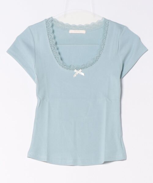 frunco（フランコ）の「レース付きリブトップス（Tシャツ/カットソー・レディース・ピンク/ブルー/ブラック/ホワイト・MEDIUM）」の7枚目の写真