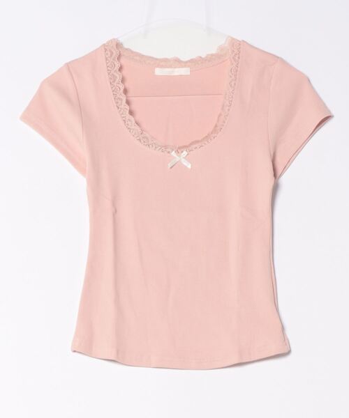 frunco（フランコ）の「レース付きリブトップス（Tシャツ/カットソー・レディース・ピンク/ブルー/ブラック/ホワイト・MEDIUM）」の6枚目の写真