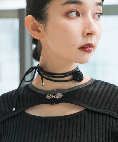 HARE（ハレ）の「ローズモチーフチョーカー(HARE)（チョーカー・レディース・シルバー/ブラック・FREE）」の3枚目の写真