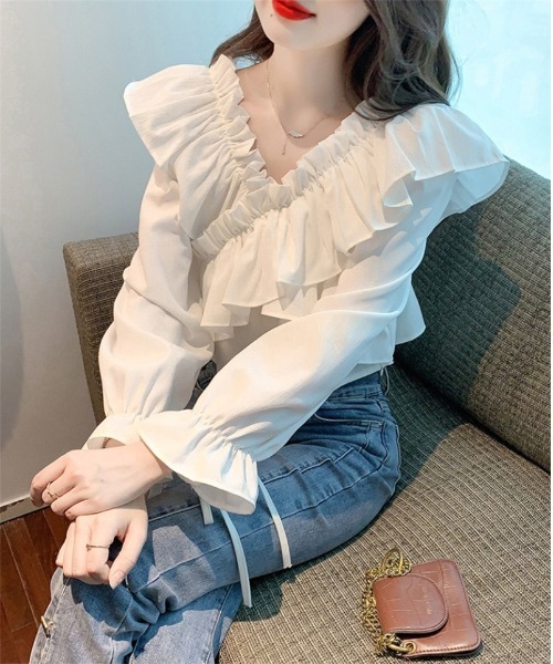 おしゃれスタ(オシャレスタ)の「オフショルダーフリルブラウス(シャツ/ブラウス・レディース・ブラック/ホワイト・XL/L/S/M)」の4枚目の写真