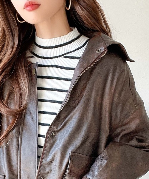 classicalelf(クラシカルエルフ)の「色違いで欲しくなっちゃう定番item。袖ボタンハイネックリブニット(無地・ボーダー)(ニット/セーター・レディース・モカ/ホワイト系その他/ブラック系その他/グレー/ブラック/アイボリー・LARGE/MEDIUM/SMALL/X-LARGE)」の19枚目の写真