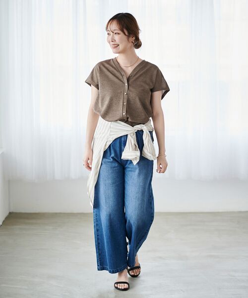le.coeur blanc(ルクールブラン)の「リネンタッチミラノリブベスト×スカートセット(ワンピース・レディース・ネイビー/モカ・38)」の7枚目の写真