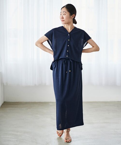 le.coeur blanc(ルクールブラン)の「リネンタッチミラノリブベスト×スカートセット(ワンピース・レディース・ネイビー/モカ・38)」の22枚目の写真