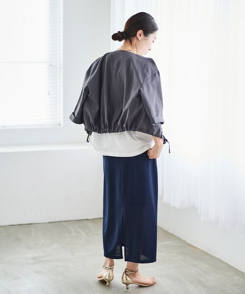 le.coeur blanc(ルクールブラン)の「リネンタッチミラノリブベスト×スカートセット(ワンピース・レディース・ネイビー/モカ・38)」の18枚目の写真