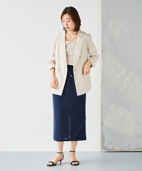le.coeur blanc(ルクールブラン)の「リネンタッチミラノリブベスト×スカートセット(ワンピース・レディース・ネイビー/モカ・38)」の17枚目の写真