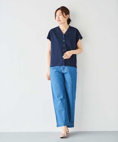 le.coeur blanc(ルクールブラン)の「リネンタッチミラノリブベスト×スカートセット(ワンピース・レディース・ネイビー/モカ・38)」の15枚目の写真