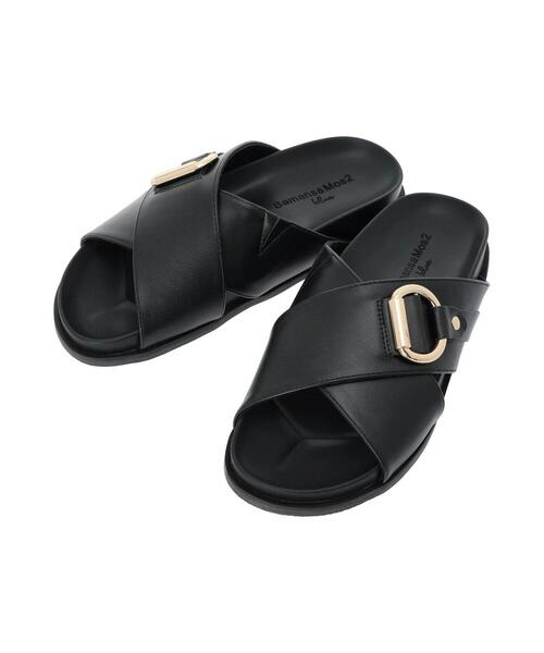 Samansa Mos2 blue(サマンサモスモスブルー)の「バックルクロスベルトサンダル(ドレスシューズ・レディース・キナリ/ブラック/シルバー・M/L)」の7枚目の写真