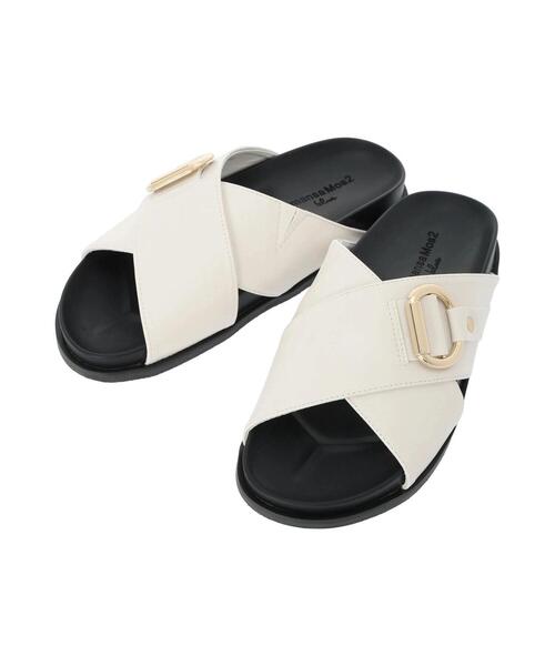 Samansa Mos2 blue(サマンサモスモスブルー)の「バックルクロスベルトサンダル(ドレスシューズ・レディース・キナリ/ブラック/シルバー・M/L)」の8枚目の写真